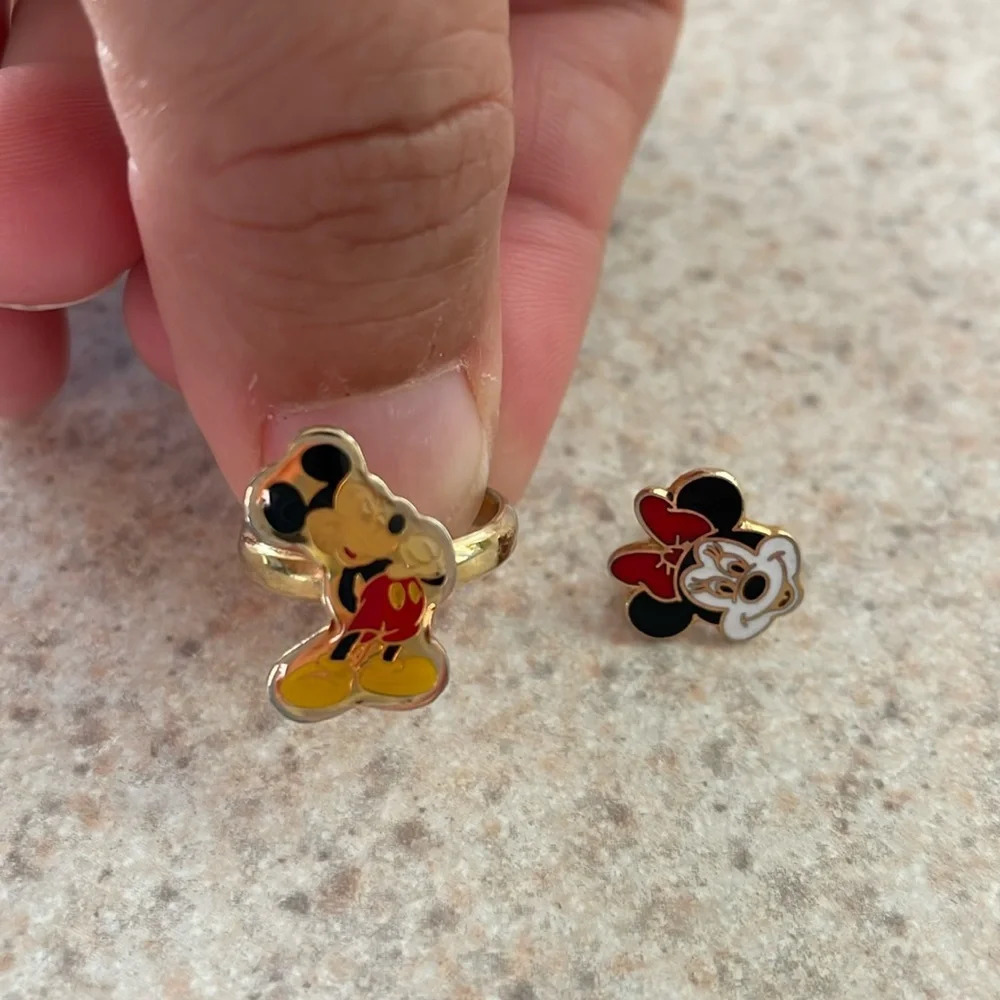 Disney Mickey Mouse child’s ring/Minnie Mouse pin lot.